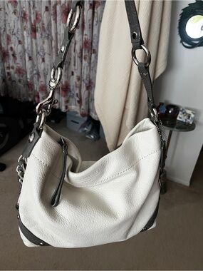 Coach Zoe White (warm, not bright) Pebble Leather hobo